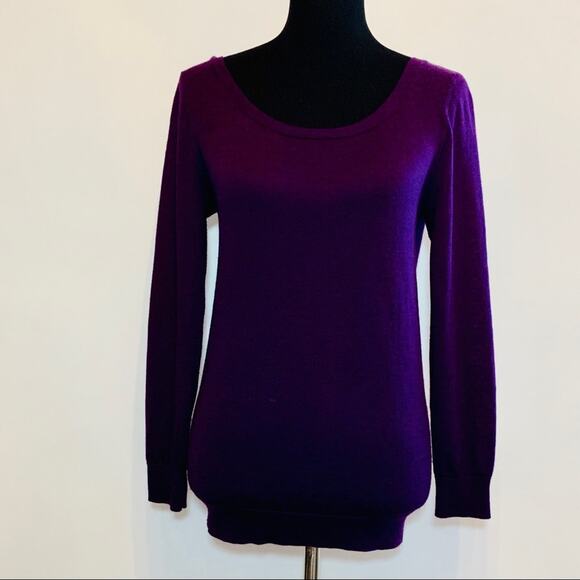 Sandro deep purple open criss cross back wool blend sweater size 1 or Small - Picture 1 of 12